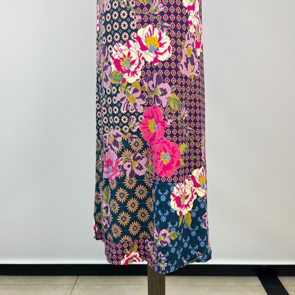Johnny Was Maggie Multi-Pattern Floral Stretchy Swing Midi Dress Size XS - Picture 8 of 12